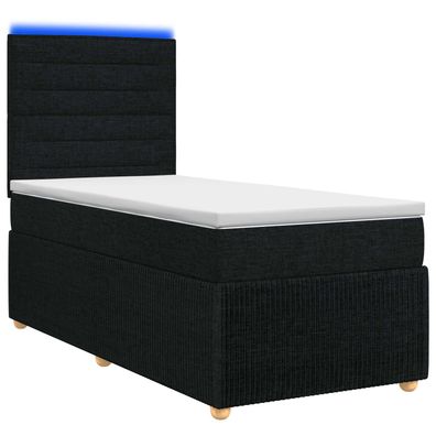 vidaXL LED Boxspringbett mit Matratze Schwarz 80 x 200 cm Stoff