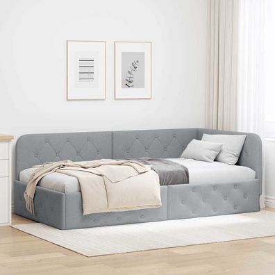 vidaXL Eckbettgestell Hellgrau 100 x 200 cm Stoff