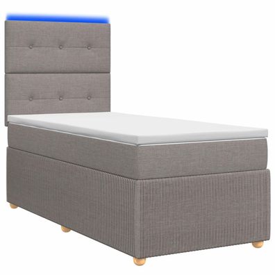 vidaXL LED Boxspringbett mit Matratze Taupe 80 x 200 cm Stoff