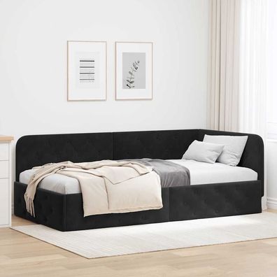 vidaXL Eckbettgestell Schwarz 90 x 200 cm Samt