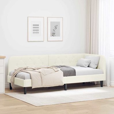 vidaXL Eckbettgestell Creme 80 x 200 cm Samt