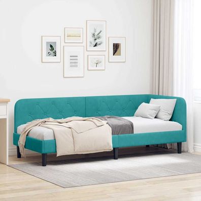 vidaXL Eckbettgestell Türkis 80 x 200 cm Samt
