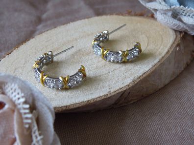 Vintage CC Design Ohrstecker für Frauen Koreanische Mode X Kreuz Zirkon Ohrring