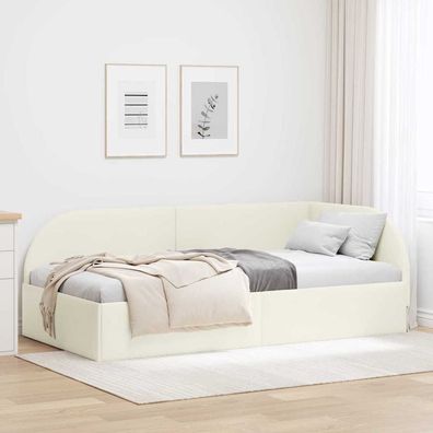 vidaXL Eckbettgestell mit Kopfteil Creme 100 cm x 200 cm Samt