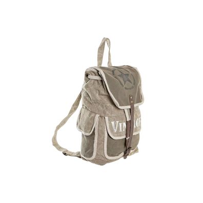 Lässiger Rucksack DKD Home Decor Stern Vintage Grau Baumwolle Haut (30 x 17 x 44 cm)
