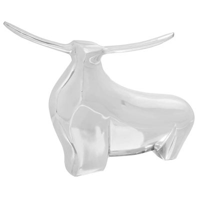 vidaXL Stierskulptur Silber 37 x 44 x 17 cm Aluminium