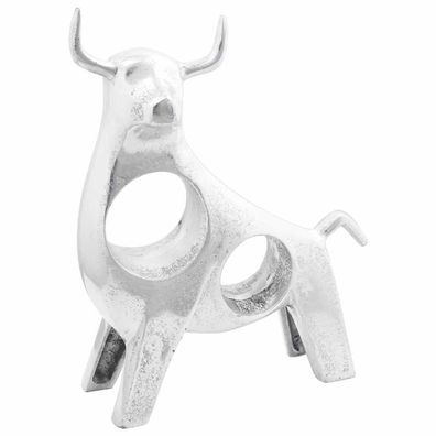 vidaXL Stierskulptur Silber 22 x 9,5 x 34 cm Aluminium