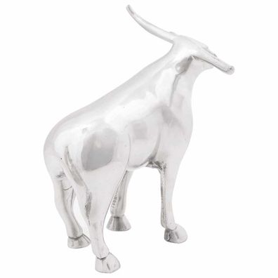 vidaXL Stierskulptur Silber 20 x 17 x 23 cm Aluminium