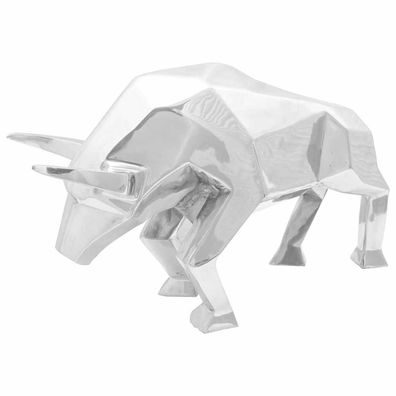 vidaXL Stierskulptur Silber 74 x 23 x 30 cm Aluminium