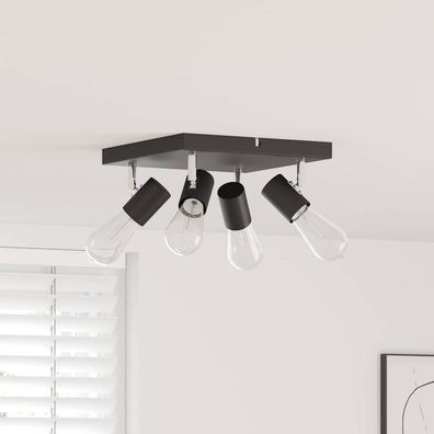 vidaXL Deckenstrahler mit Strahlern Schwarz 26,5 x 26 x 11,5 cm Metall