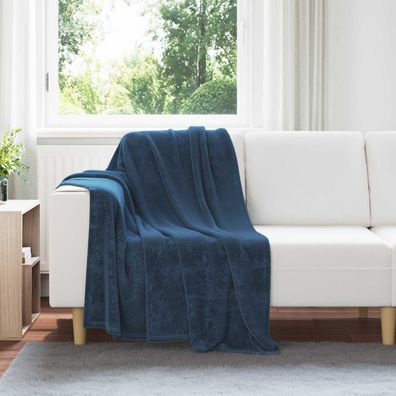 vidaXL Überwurfdecke Marineblau 130 x 150 cm Fleece