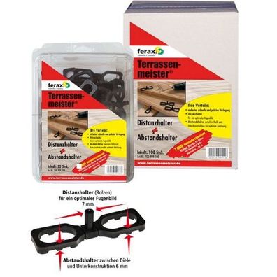 ferax &reg; Terrassenmeister Distanz und Abstandshalter für Terrassen, 7 mm-Bolzen