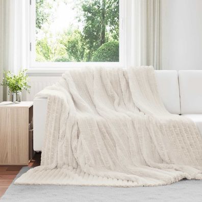 vidaXL Überwurfdecke Creme 240 x 220 cm Fleece