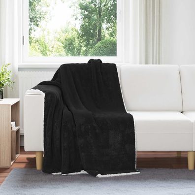vidaXL Überwurfdecke Schwarz 130 x 150 cm Fleece