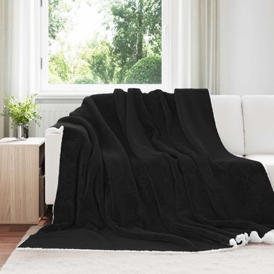 vidaXL Überwurfdecke Schwarz 220 x 240 cm Fleece