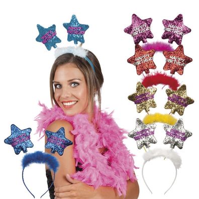 Haarreif Tiara Star Happy Birthday versch Farben - Farbe: Gelb
