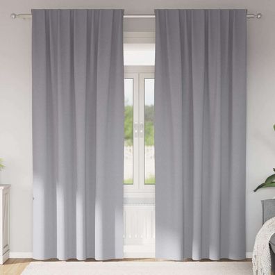vidaXL Verdunkelungs-Vorhänge mit Ringen 2 pcs Hellgrau 245 x 140 cm