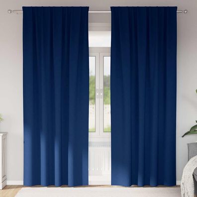vidaXL Verdunkelungs-Vorhänge mit Ringen 2 pcs Dunkelblau 225 x 140 cm