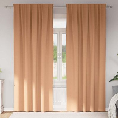 vidaXL Verdunkelungs-Vorhänge mit Ringen 2 pcs Hellbraun 260 x 140 cm