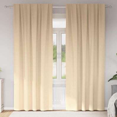 vidaXL Verdunkelungs-Vorhänge mit Ringen 2 pcs Creme 225 x 140 cm