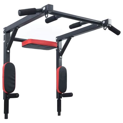 VidaXL Klimmzug- und Dip-Station Schwarz und Rot 89 x 59 x 70 cm