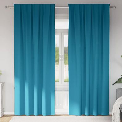 vidaXL Verdunkelungs-Vorhänge mit Ringen 2 pcs Türkis 260 x 140 cm