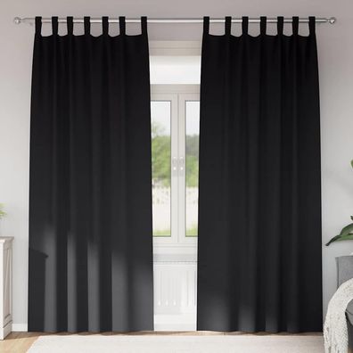 vidaXL Verdunkelungs-Vorhänge mit Ringen 2 pcs Schwarz 225 x 140 cm
