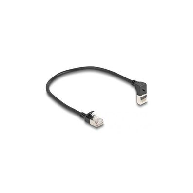 DELOCK RJ45 Netzwerkkabel Cat.6A S/FTP Slim 90° 0,25m schwar