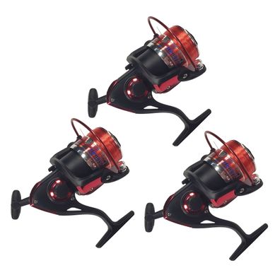 3x Freilaufrolle Allroundrolle Angelrolle YT4000 mit Schnur Rot
