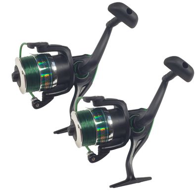 2x Freilaufrolle Allroundrolle Angelrolle YT4000 mit Schnur Grün