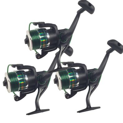 3x Freilaufrolle Allroundrolle Angelrolle YT4000 mit Schnur Grün