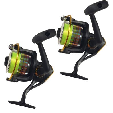 2x Freilaufrolle Allroundrolle Angelrolle YT4000 mit Schnur Gelb