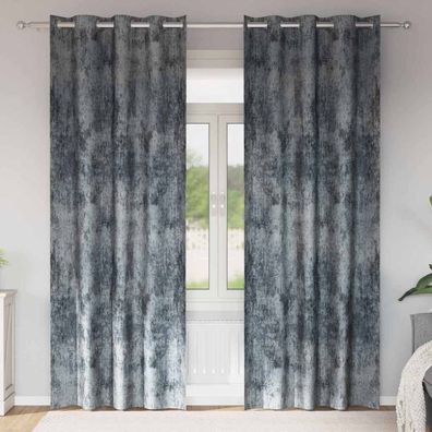 vidaXL Samtvorhänge mit Vorhängen 2 pcs Silber Grau 245 x 140 cm Samt