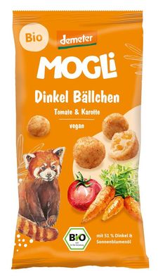 3x MOGLi Naturkost GmbH Dinkel Bällchen, Tomate und Karotte 40g