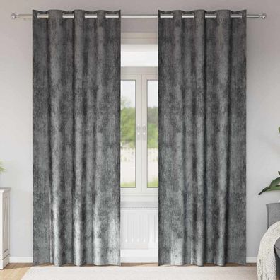 vidaXL Samtvorhänge mit Vorhängen 2 pcs Grau 225 x 140 cm Samt