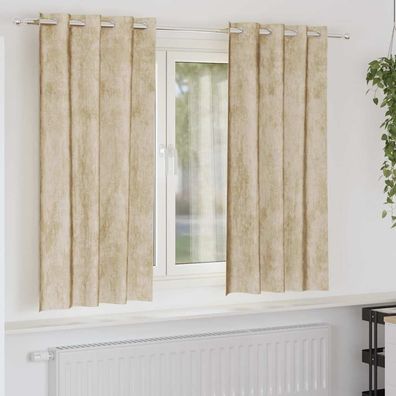 vidaXL Samtvorhänge mit Vorhängen 2 pcs Creme 175 x 140 cm Samt