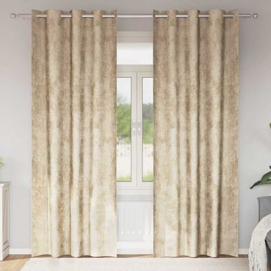 vidaXL Samtvorhänge mit Vorhängen 2 pcs Creme 260 x 140 cm Samt