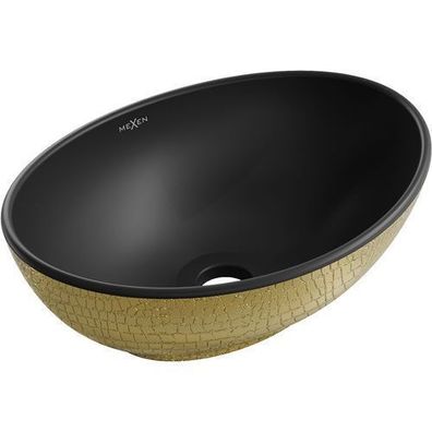Mexen Elza Aufsatzwaschbecken 40 x 33 cm, Schwarz matt/gold Schuppenmuster - 21014028