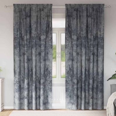 vidaXL Samtvorhänge mit Vorhängen 2 pcs Silber Grau 225 x 140 cm Samt
