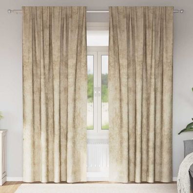 vidaXL Samtvorhänge mit Vorhängen 2 pcs Creme 225 x 140 cm Samt