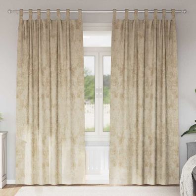 vidaXL Samtvorhänge mit Vorhängen 2 pcs Creme 225 x 140 cm Samt