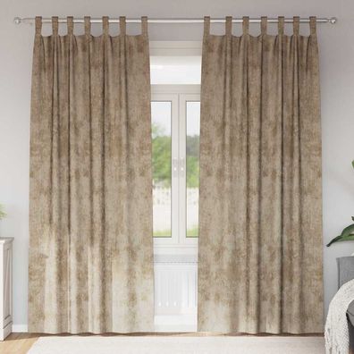 vidaXL Samtvorhänge mit Vorhängen 2 pcs Champagner 260 x 140 cm Samt