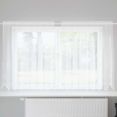 vidaXL Spitzenvorhang mit Vorhängen Floral Weiß 180 x 200 cm Polyester