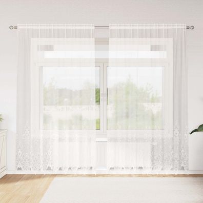 vidaXL Spitzenvorhang Weiß 245 x 200 cm Polyester
