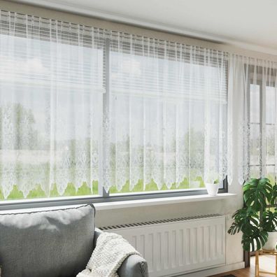 vidaXL Spitzenvorhang mit Vorhängen Floral Weiß 220 x 500 cm Polyester