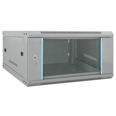 vidaXL Netzwerkschrank mit Speicher Grau 60 x 60 x 35 cm Stahl