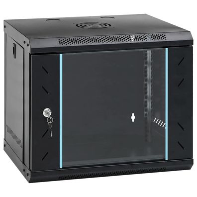 vidaXL Netzwerkschrank mit Speicher Schwarz 53 x 45 x 45 cm Stahl