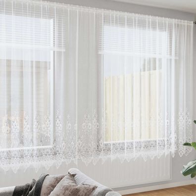 vidaXL Spitzenvorhang mit Vorhängen Weiß 245 x 1200 cm Polyester