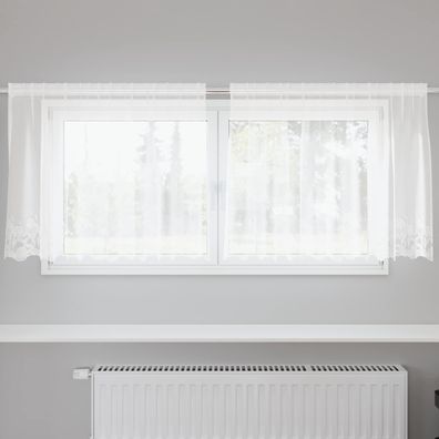 vidaXL Spitzenvorhang mit Vorhängen Floral Weiß 100 x 200 cm Polyester