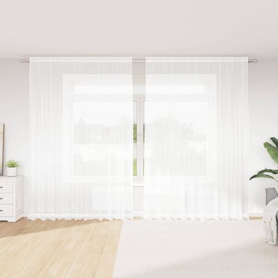 vidaXL Spitzenvorhang mit Vorhängen Floral Weiß 300 x 300 cm Polyester